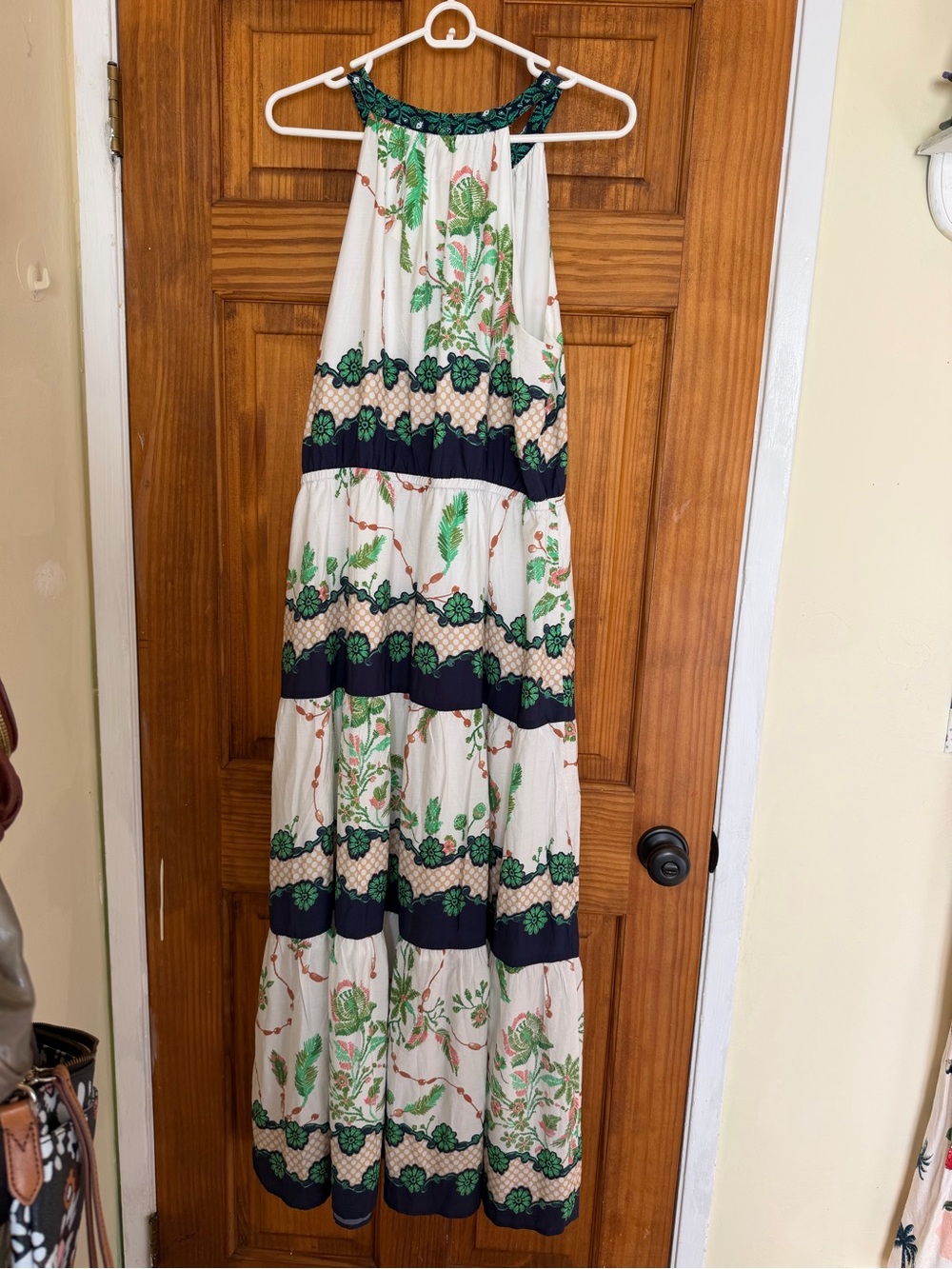 Skies Are Blue White, Green & Navy Floral Halter Maxi Dress - Picture 7 of 12